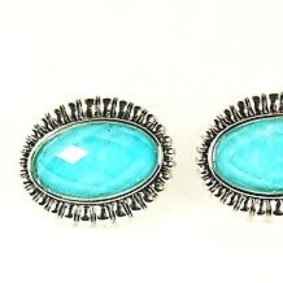 LAGOS Venus Sterling Silver 18K Gold Post Fluted Turquoise Earrings - Picture 6 of 10